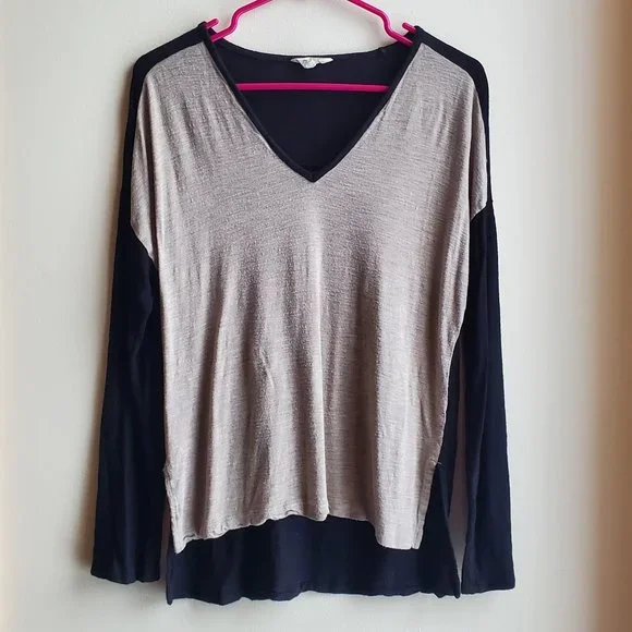 Madewell Tan & Black V-Neck Jersey Size Medium - Picture 1 of 10